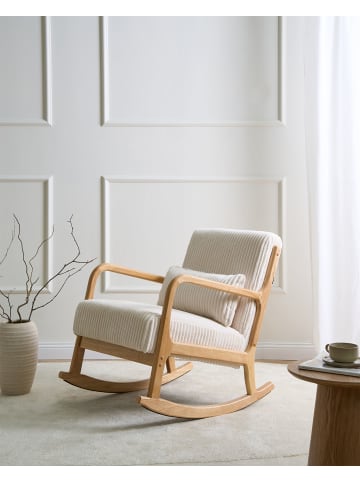 Beliani Schaukelsessel SORSELE in Weiß/Braun - (W) 65 x (H) 79 x (L) 81 cm