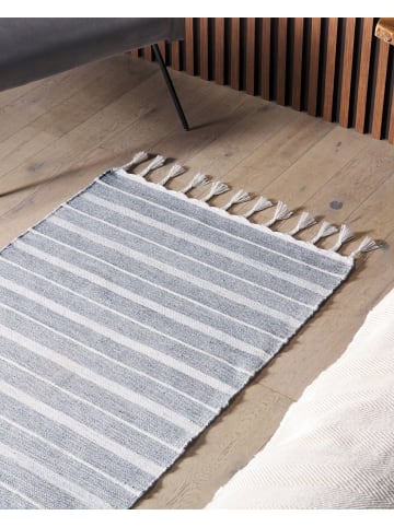 Beliani Geflochtener Teppich BADEMLI in Grau/Weiß - (W) 80 x (H) 1 x (L) 150 cm