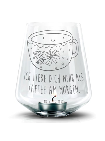 Mr. & Mrs. Panda Gravur Windlicht Kaffee Tasse mit Spruch in Transparent