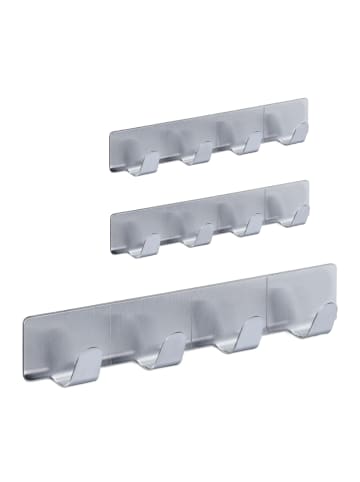 relaxdays 12x Hakenleiste in Silber - (B)16 cm