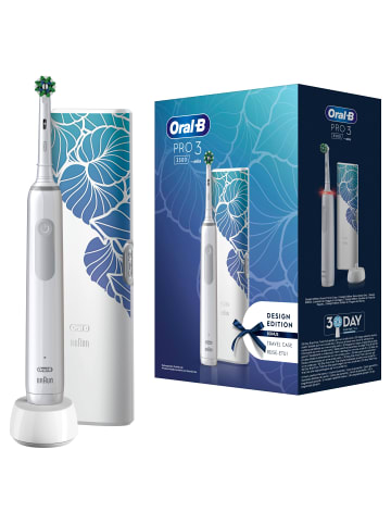 Oral-B Elektrische Zahnbürste "Pro 3 + Reiseetui Floral Design" in Weiß