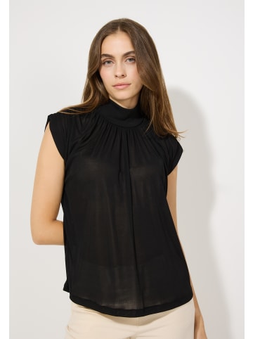 More & More Crepe-Jersey Kurzarmshirt in black