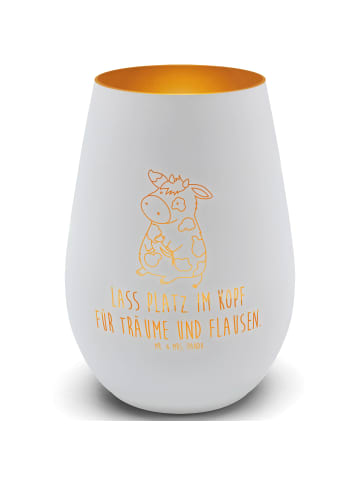 Mr. & Mrs. Panda Gold Windlicht Kuh mit Spruch in Weiß