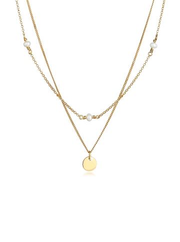 Elli Halskette 925 Sterling Silber Geo, Plättchen in Gold