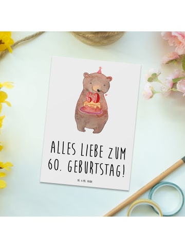 Mr. & Mrs. Panda Wanddeko Bär Torte 60. Geburtstag mit Spruch in Weiß