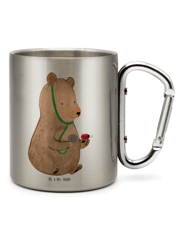 Mr. & Mrs. Panda Thermobecher Bär Arzt ohne Spruch in Silber