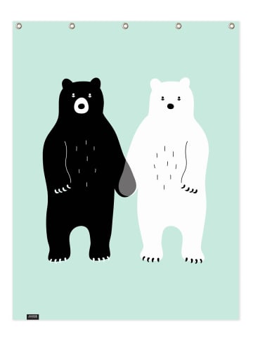 Juniqe Duschvorhang "Two Bears" in Blau & Schwarz