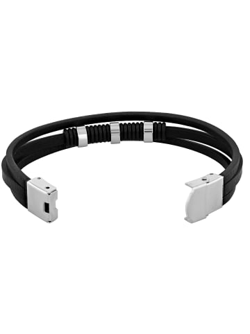 Adeliás Herren Armband aus Leder 22,5 cm in schwarz