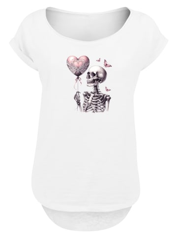 F4NT4STIC Long Cut T-Shirt Skelett hält Herzballon in weiß