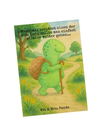 Mr. & Mrs. Panda Postkarte Schildkröte Wanderer Design mit Spruch in Weiß