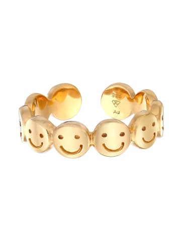 Elli Ring 925 Sterling Silber mit Smiling Face in Gold