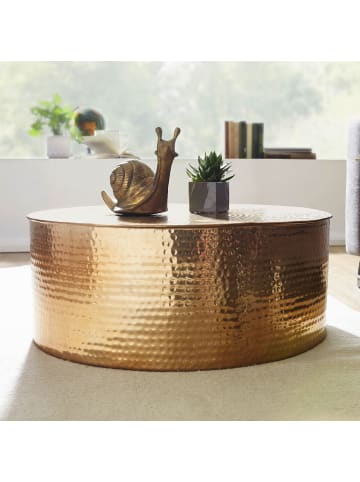 KADIMA DESIGN Couchtisch Premium | Orientalisch, Alu-Hammerschlag, Storage in Gold