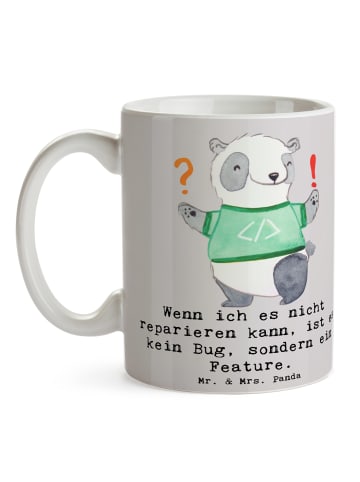 Mr. & Mrs. Panda Pott Feature Charme mit Spruch in Grau Pastell