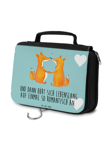Mr. & Mrs. Panda Waschtasche Füchse Liebe mit Spruch in Türkis Pastell