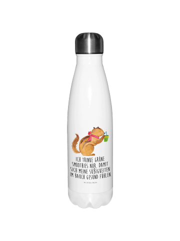 Mr. & Mrs. Panda Thermoskanne Eichhörnchen Smoothie mit Spruch in Weiß