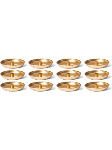 Novaliv 12er-Set Candle Holder 13cm Dekoschale Gold Weihnachtsdekoration Stabk in Gold