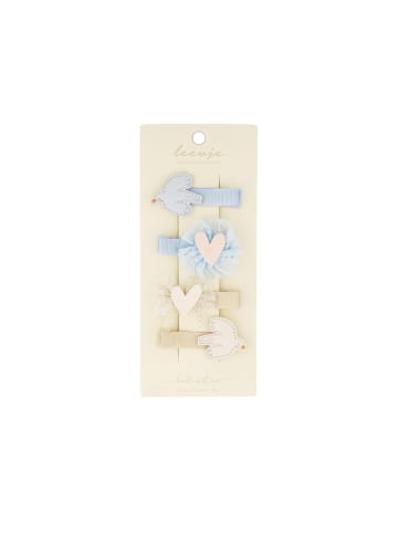 leevje Haarspangen bird & heart clips' in beige / blue