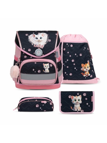 Belmil 4tlg-Set: Schulranzen Set Compact Cute Kitten in Schwarz H37xL30xT19 cm