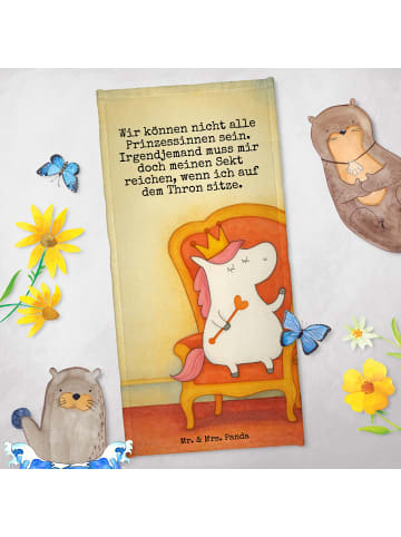 Mr. & Mrs. Panda Badehandtuch Einhorn Prinzessin Design mit Spruch in Weiß