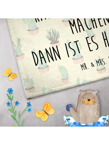 Mr. & Mrs. Panda Handtuch Alpaka Blume mit Spruch in Kaktus Grün