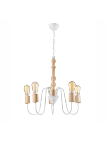 Licht-Erlebnisse Kronleuchter (B)52 x (L)52 cm in Weiß Holz