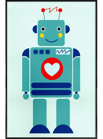 Juniqe Poster in Kunststoffrahmen "Robot with a Heart" in Bunt