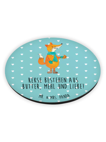 Mr. & Mrs. Panda Kühlschrankmagnet Fuchs Keks mit Spruch in Türkis Pastell