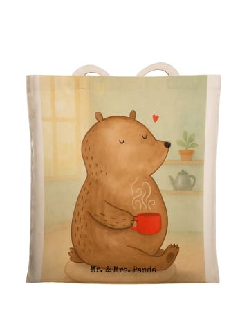 Mr. & Mrs. Panda Stofftasche Bär Morgenkaffee Design ohne Spruch in Weiß