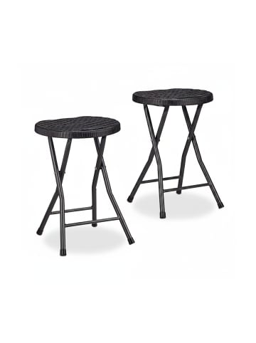 relaxdays 2x Klapphocker in Schwarz - (B)32,5 x (H)45 x (T)29 cm