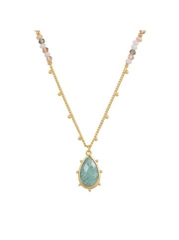 Yokoamii Kette mit Anhänger gelbgold Amazonit blau in gelbgold