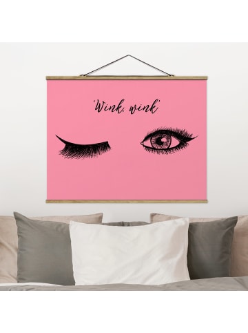 WALLART Stoffbild mit Posterleisten - Wimpern Chat - Wink in Rosa