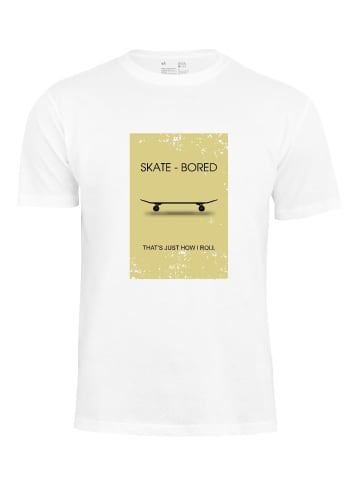 Cotton Prime® T-Shirt Skateboards "Skate-Bored" in Weiss