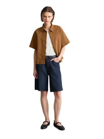 Marc O'Polo DENIM Kurzarm-Bluse relaxed in Umbra Brown