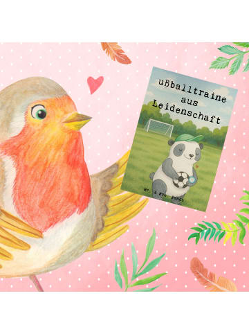 Mr. & Mrs. Panda Klappkarte Fußballtrainer Leidenschaft Design m... in Weiß