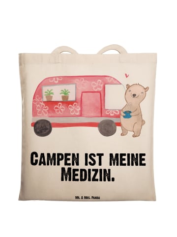 Mr. & Mrs. Panda Umhängetasche Bär Camper mit Spruch in Creme