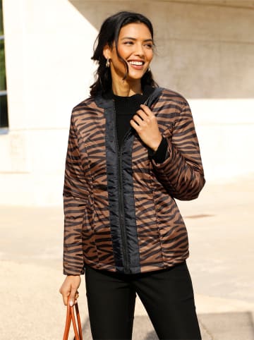 Sieh an! Steppjacke in cognac-schwarz-bedruckt