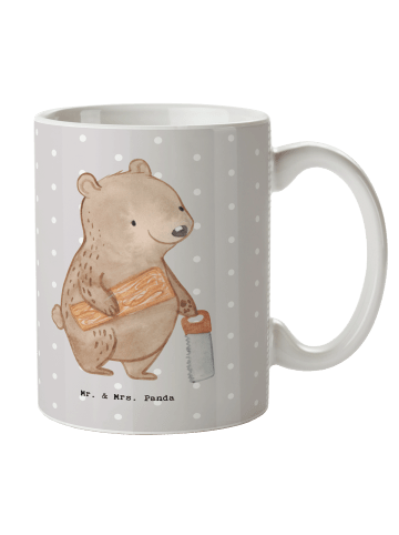 Mr. & Mrs. Panda Tasse Tischler Herz ohne Spruch in Grau Pastell