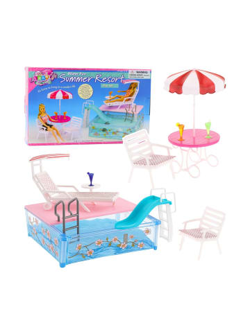 Wisam® Sommer-Resort-Puppenset mit Pool, Rutsche, Sonnenliegen
