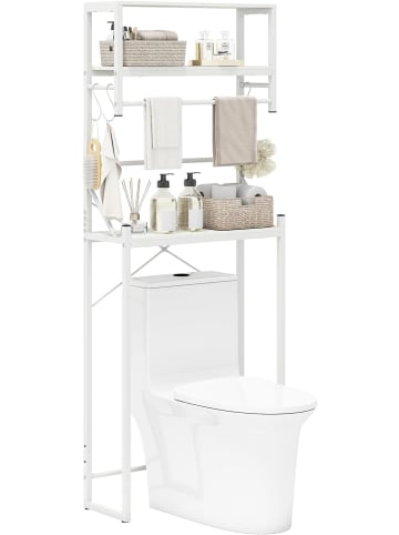 COSTWAY 3-stöckig Toilettenregal 64 x 24 x 162 cm in Weiß