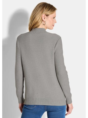 GOLDNER Kurzgröße:  Langarm Viskoseoberteil im Zopfmuster in grau / melange