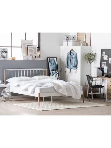 Beliani Doppelbett MAURS in Weiß/Braun - (W) 167 x (H) 100 x (L) 209 cm