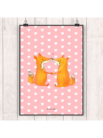 Mr. & Mrs. Panda Plakat Füchse Liebe ohne Spruch in Rot Pastell