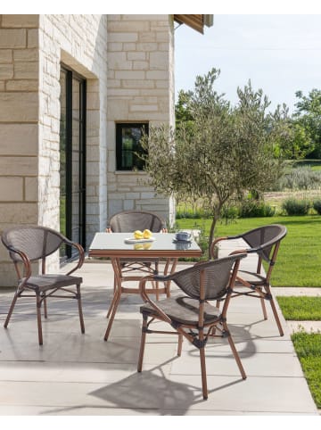 Beliani 4er-Set Esszimmerstuhl CASPRI II in Grau/Braun