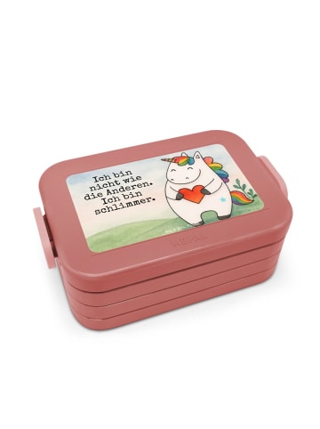 Mr. & Mrs. Panda Lunchbox Einhorn Herz Design mit Spruch in Rot Pastell
