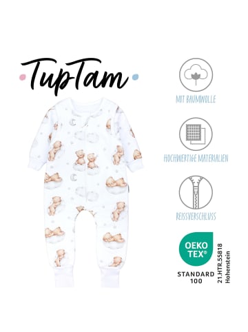 TupTam Baby Schlafsack mit Beinen und Ärmel ganzjährig in weiß/beige