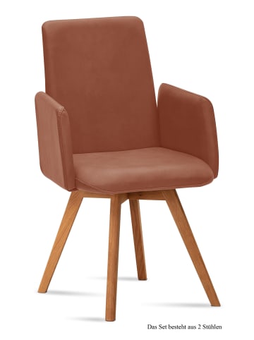 58 aufm Kessel ARMLEHNSTUHL (2er-Set) Dilys 52x92x60 Eiche geölt/Braun