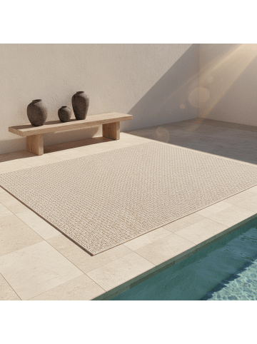 KADIMA DESIGN Teppich Outdoor Waschbar Einfarbig MALOJA Strapazierfähig OEKO-TEX in Beige