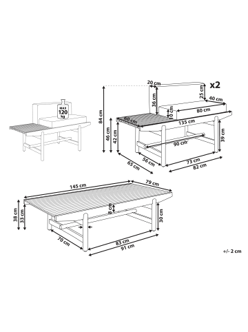 Beliani 3-tlg Sitzgruppe GIAVENO in Braun/Weiß