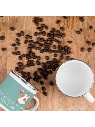Mr. & Mrs. Panda Camping Emaille Tasse 40. Hochzeitstag Rubinhoc... in Meeresbrise