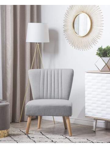 Beliani Sessel VAASA in Grau/Heller Holzfarbton - (W) 61 x (H) 85 x (L) 60 cm